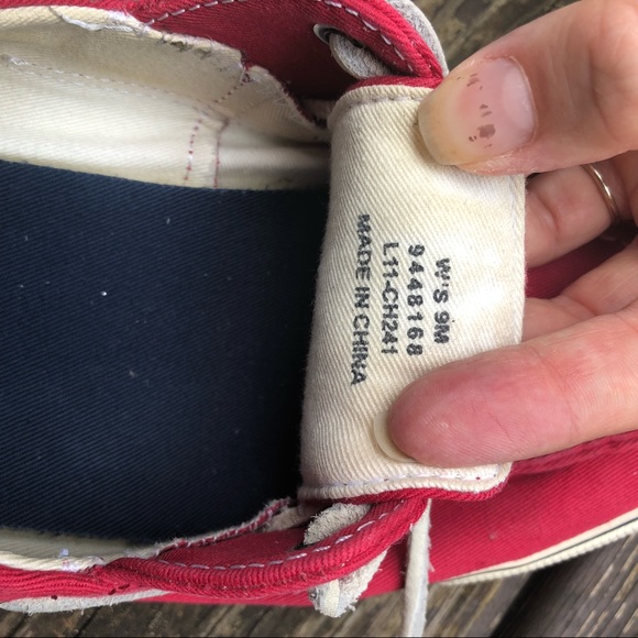 Red Canvas Sperry Topsider Boat Shoes - Picture 6 of 6